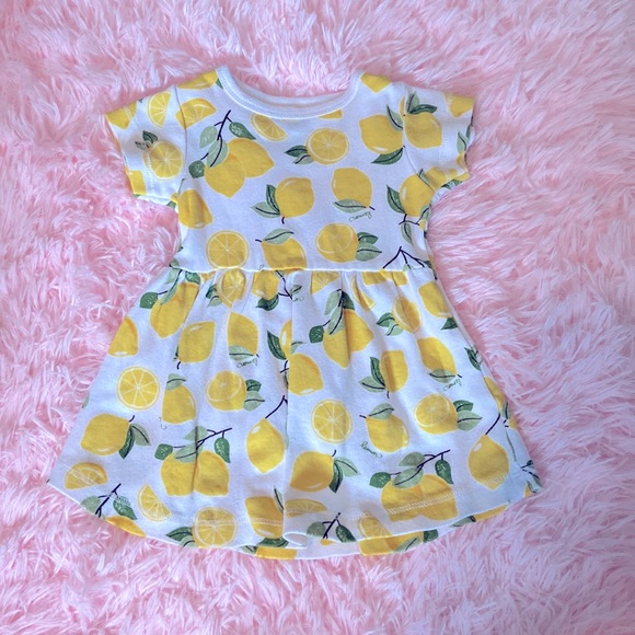 HB Lemon Dress, Romper, Sleeveless Onesie x2. Size: 0-3 month. Color: Whi/Ye/Gre - Picture 2 of 5
